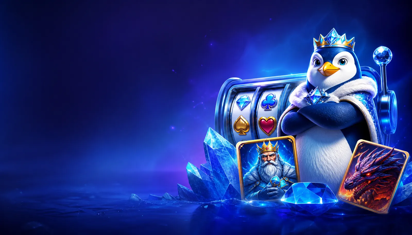 Ice Casino hero banner with slot visuals and thematic background, site logo on right side